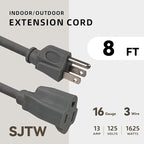 8ft Outdoor Extension Cord for Christmas Decorations- 16/3 Heavy Duty SJTW - Image 2