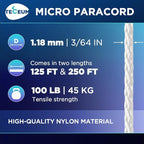 TECEUM Micro Paracord – 1.18 mm X 125 ft – Micro Utility Cord – Thin Braided - Image 2