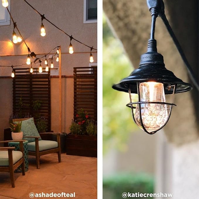 Enbrighten LED Outdoor String Lights 24ft Soft Warm White Patio Lights - Image 4
