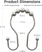 Shower Curtain Hooks Brushed Nickel Shower Curtain Rings Rust Proof, Bathway - Image 5