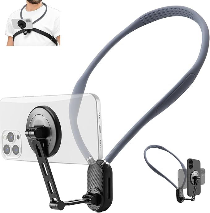 Magnetic Neck Phone Mount, Adjustable Chest Strap Neck Phone Holder by Unknown