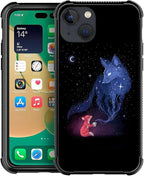 for iPhone 13 Mini Case, Galaxy Fox Wolf Pattern Graphic Design Girl Boy Soft by FKBRCL4U
