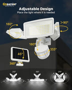 Ensenior Solar Security Lights, Wide Beam Flood Light 6500K Super Bright - Image 8