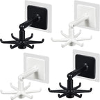 4 Pieces 360 Rotating Folding Hook Multi-purpose Hanging Utensil Holder Hook by Jetec