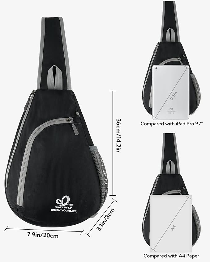 WATERFLY Crossbody Sling Bag Small Water Resistant Backpack Lightweight - Image 7