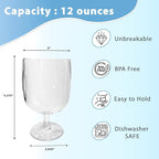 Lily's Home Unbreakable Plastic Wine Glasses Set of 8, 12 oz Shatterproof - Image 2