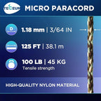 TECEUM Micro Paracord – 1.18 mm X 125 ft – Micro Utility Cord – Thin Braided - Image 2