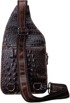 Hebetag Crocodile Genuine Leather Sling Bag Crossbody Backpack - Image 2