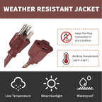 30FT Brown Outdoor Extension Cord-16/3 SJTW Durable Extension Cord - Image 6
