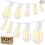 Larkvue 192FT LED Outdoor String Lights, Linkable Patio Light by Larkvue