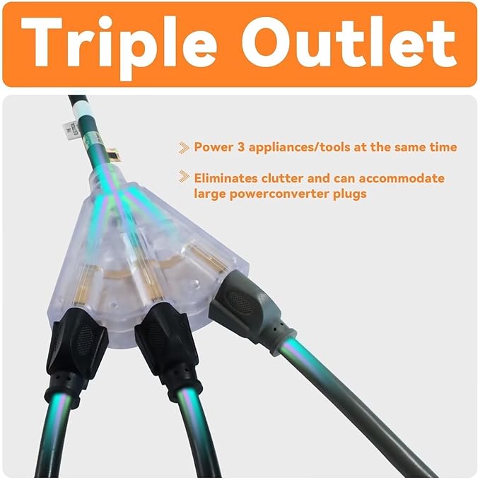 EP 10 Ft Lighted Outdoor Extension Cord - Image 3