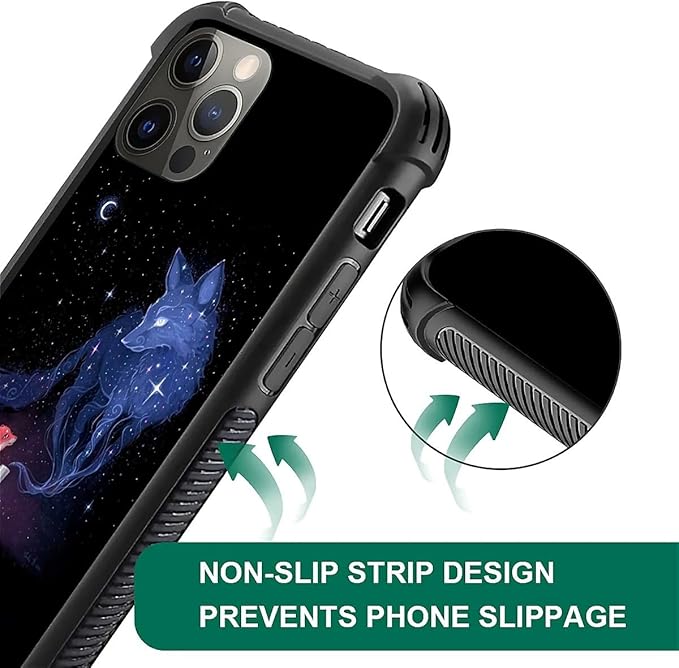 for iPhone 11 Pro Case, Galaxy Fox Wolf Pattern Graphic Design Girl Boy Soft - Image 6
