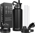 Water Bottle Insulated 32oz 40oz 64oz 128oz Straw Lid Spout Lid & 3 Lids by POYAKU