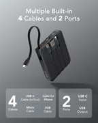 VRURC Portable Charger with Built-in Cable, 10000mAh 22.5W Fast Charging USB C - Image 2