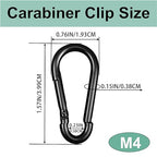 Black Carabiner, Heavy Duty Galvanized Steel Spring Snap Hook Carabiner Clips - Image 2