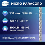 TECEUM Micro Paracord – 1.18 mm X 125 ft – Micro Utility Cord – Thin Braided - Image 2