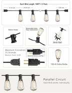 DAMAING String Lights for Outside 300FT shatterproof connectable Patio Lights - Image 6