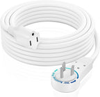 Maximm Extension Cord 15 Foot White Flat Plug, 360° Rotating Short Power Cord by MaximmCable