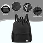 Drawstring Backpack with Mesh Pockets String Gym Bag Sackpack Sandproof Water - Image 4