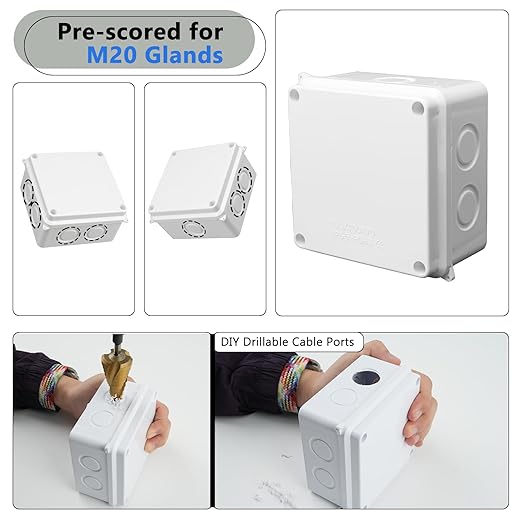 SuperInk IP65 Junction Box, 1PK White Outdoor Electrical Enclosure - Image 4