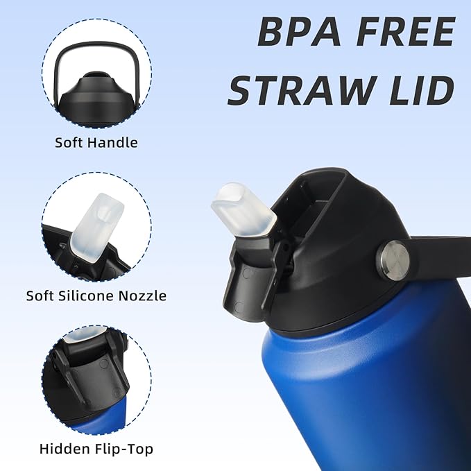 BJPKPK Water Bottle with Straw Lid, 32oz Vacuum Insulated Water Bottles - Image 2