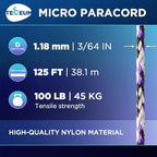 TECEUM Micro Paracord – 1.18 mm X 125 ft – Micro Utility Cord – Thin Braided - Image 2