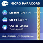 TECEUM Micro Paracord – 1.18 mm X 125 ft – Micro Utility Cord – Thin Braided - Image 2
