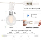 25Ft G40 LED Outdoor Christmas Frosted White String Lights - Image 2