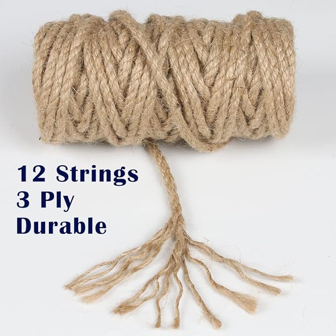PerkHomy 4mm Jute Rope 120 Feet Twisted Heavy Duty and Thick Twine Rope - Image 3