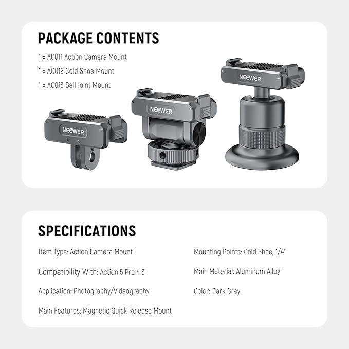 NEEWER Action Camera Accessories Kit Compatible - Image 7