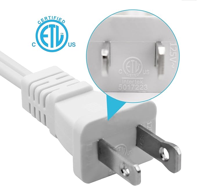 Short Extension Cord 3 Ft, 2-Prong Extension Cord, NEMA 1-15P to 1-15R Thin - Image 6