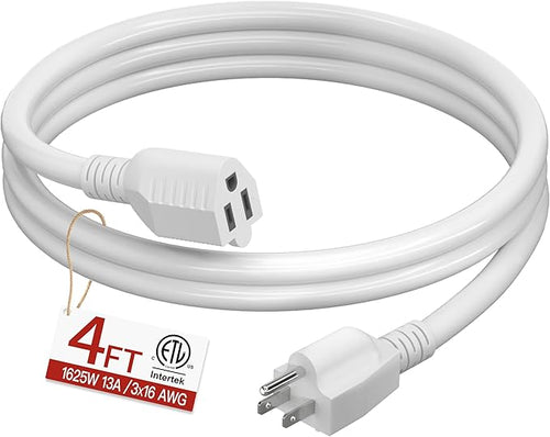 16/3 Short Extension Cord 4 FT, Indoor 3 Prong Power Cable, Suitable by Skrizcable