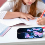 Glowing Butterflies Pencil Bag Sparkle Stars Bright Dark Blue Big Capacity - Image 5