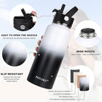 Water Bottle Insulated 32oz 40oz 64oz 128oz Straw Lid Spout Lid & 3 Lids - Image 4