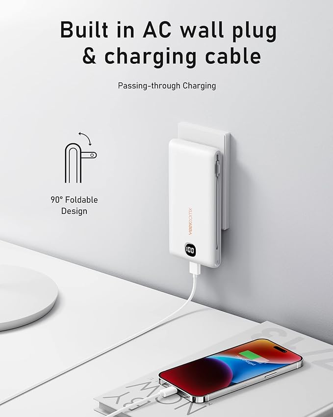 VEEKTOMX Portable Charger with Built in Cables 10000mAh, Power Bank - Image 2