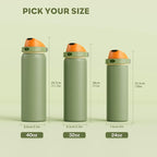 POWCAN 24 oz Metal Sports Water Bottle: 2-in-1 Push-Button Spout & Quick-Flip - Image 8