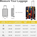 ANNA QUEEN Modern Geometric Wood Luggage Cover, Abstract Panel Suitcase - Image 4