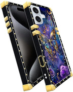 Compatible with iPhone 16 Plus Case, Glistening Golden Butterfly Vibrant Purple - Image 2
