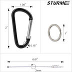 STURME 2" Aluminum D Ring Carabiners Clip D Shape Spring Loaded Gate Small - Image 2