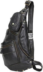 Hebetag Vinatge Leather Sling Bag Crossbody Backpack - Image 2
