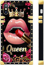 Compatible with iPhone XR Case, Glitter Red Rose Queen Leopard Lipstick Luxury - Image 3