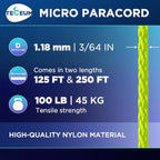 TECEUM Micro Paracord – 1.18 mm X 125 ft – Micro Utility Cord – Thin Braided - Image 2