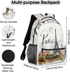 Backpacks France Paris Eiffel Tower House School Bag Student Bookbag Adjustable - Image 2