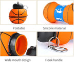 Soccer Water Bottle, 34oz Collapsible Silicone BPA-Free Kids Sports Bottle - Image 7
