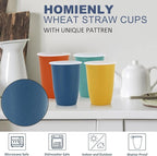 Homienly Wheat Straw Cups, Unbreakable Drinking Glasses 16oz, Beach-Colorful - Image 4