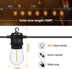 GvvooHome S14 LED Outdoor String Lights 150FT Patio Lights Outdoor Waterproof - Image 6