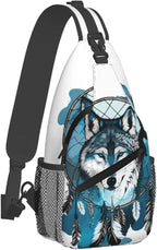 Native Wolf And Deam Catcher Sling Bag - Image 2