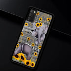 for Samsung Galaxy S20 FE Case, Cute Little Elephant Sunflower White Line Art - Image 3