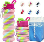 Silicone Collapsible Water Bottles, 16oz 500ml Portable Foldable Expandable by WATMHHJQ