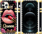 Compatible with iPhone 12 Pro Max Case, Glitter Red Rose Queen Leopard Lipstick - Image 2